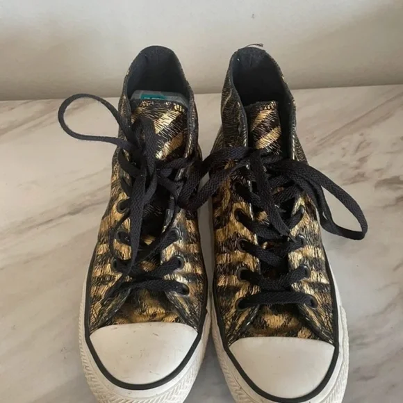 Converse Black and Gold High-Top Sneakers - Picture 4 of 5